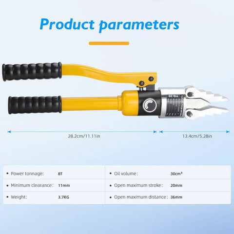 8 Ton Hydraulic Flange Spreader Portable Manual Flange Splitter Tool showing size and product parameters