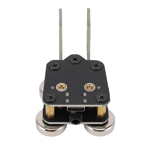 Totally Portable Dual Paddle Morse Key With Magnetic Base For HAM Radio And CW Fans, front view, connectors visible