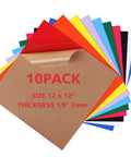 Acrylic sheets 10-pack, assorted opaque colors, 12 x 12 in, 1/8 in (3 mm) thick with protective paper.