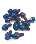 Beefy Titanium M5x12mm Hex Bolts With Washers For MTB Bike Water Bottle Cage Blue 4 Pack Set, Grade 5 6Al4V lightweight corrosion-resistant