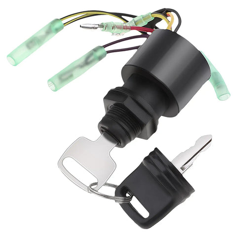 Boat Ignition Switch Replacement For Outboard Motor Control Box With 2 Keys, 3 Position, 6 Wire Connectors, Push Choke Ignition