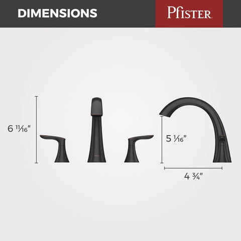Dimensions of Weller Roman Tub Faucet 2-Handle Deck Mount Bathtub Filler Trim Kit With High Arc Spout, 3-Hole Installation, Tuscan Bronze Finish