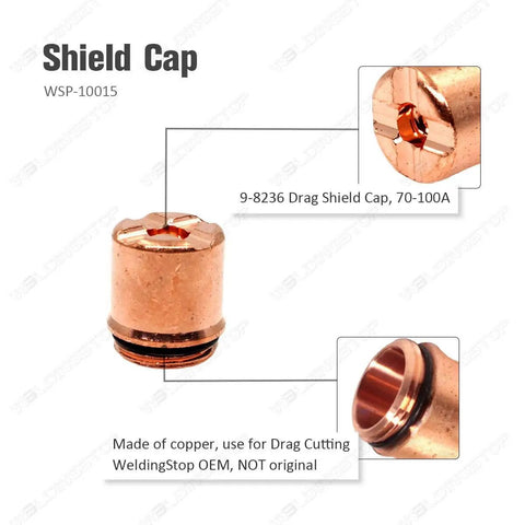 Pro Grade Drag Shield Replacement Kit For Plasma Cutters 70 To 100 Amp Fits 52 82 102 152 Cutter SL60 SL100 Torch Shop Ready Shield Upgrades And Replacement Includes Five 9 8236 Shields And One 9 8237 Cap copper shield cap for plasma cutter drag cutting, 70-100A