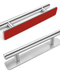 6 Inch Brushed Stainless Cabinet Pulls Self Adhesive No Drill Drawer Handles For Kitchen Cabinets And Bathroom Vanities Modern Silver Finish