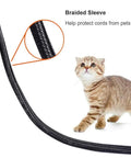 Sort Out Your Tangled Cords With This Durable 6.6 Foot Black Cable Sleeve One Inch Wide Wrap near kitten for pet safety