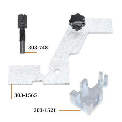 Timing Tool Kit 303-748 303-1521 303-1565 components for Ford EcoBoost 2.0L and 2.3L, including crank and cam tools, flat lay view