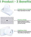 Infographic showing benefits of Four Inch Gate Extender For Baby Gates Extends Pressure Mounted Gates By Four Inches Protects Walls And Baseboards Stabilizes Gate On Stairs For Kids Pets And Dogs Made In USA Four Pack Black