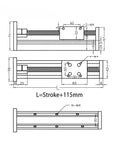 Built Different Workhorse Ball Screw Linear Slide Table Motion Stage For Industrial Automation Featuring 1500 Mm Stroke Rail Guide 30 Kg Load Capacity Plug And Play Precision Platform technical drawing dimensions.