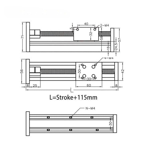 Built Different Workhorse Ball Screw Linear Slide Table Motion Stage For Industrial Automation Featuring 1500 Mm Stroke Rail Guide 30 Kg Load Capacity Plug And Play Precision Platform technical drawing dimensions.