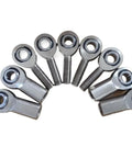 Two Pack Heavy Duty Right Hand Rose Joint Bearings featuring a shiny steel finish, ideal for precision linkage systems and muscle car mods.