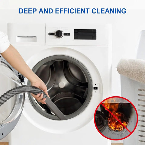 Person using Dyson Dryer Vent Cleaner Kit With Lint Brush And Extension Hose For Deep Cleaning Of Dryer Vents And Lint Traps