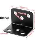 Heavy Duty Stainless Steel L Shape Corner Braces Kit with 100 Pieces and 600 Screws for wood shelves, cabinets, and furniture.