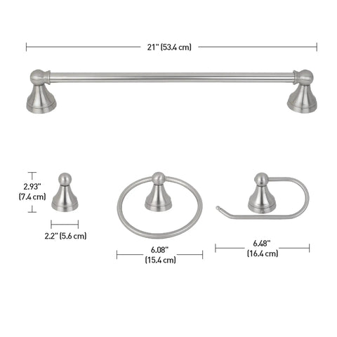 All In One Bathroom Vanity Set With Three Light Fixture, Towel Bar, Toilet Paper Holder, Towel Ring And Robe Hook, Brushed Steel Finish