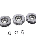 Set of three 36-tooth Low Noise Wear Resistant Planetary Gear Set For Electric Bicycle Motors with 608Z bearings and clips.