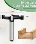Image of Beefy Slab Flattening Router Bit 1-1/2 Inch Cutting Diameter, 1/4 Inch Shank, 4-Wing Carbide Spoilboard Surfacing Bit with dimensions