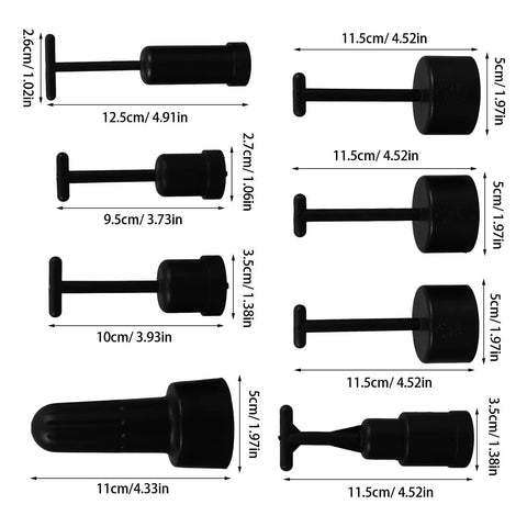 Slick Eight Piece Light Socket Ring Remover Plastic Wrench Set G9 E14 E26 E27 Bulb Base Adapter in various sizes and shapes.