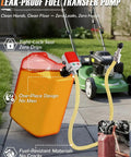 Battery Powered Gas Can Pump For Quick Fuel Transfers, Electric Siphon Pump With Auto Stop At 3.4 GPM, attached to a 5 gallon can