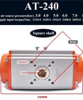 Industrial Grade Air Pneumatic Rotary Actuator For Butterfly And Ball Valves Built Like A Tank To Crush Tough Jobs Rock Solid Reliability And Slick Motion Control with specifications image and square shaft detail.