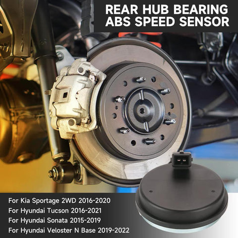 Rear Hub Bearing With ABS Speed Sensor Replacement 58980-C1100 installed on vehicle; fits Veloster N 2019-2022, Tucson 2016-2021.