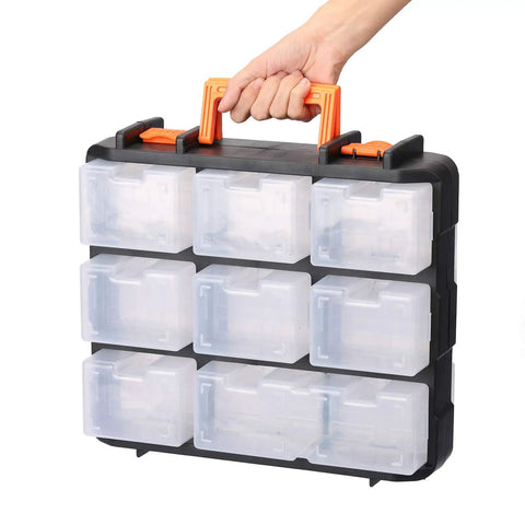 Detachable 16 Section Toolbox With 13.5 Inch Removable Toolbox Dual Sided Storage for Screws Nuts Bolts and Small Tools