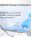 Dental Inspection Mirror With Stainless Knurled Handle 6.5 Inch Total Length 22mm Mirror Diameter Cone Socket For Pro Dental Exams And Home Checkups Durable Stainless Steel Build Easy Grip, shown with mirror and handle