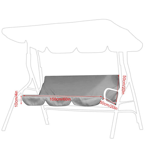 Grey 3 Seater Swing Cushion Cover Replacement For Patio Garden Yard Easy To Install Durable All Weather Outdoor Bench