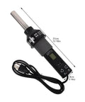 Dope 110V Portable Heat Gun Soldering Station With LCD Display for desoldering, shown with cable and measurements.