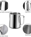 Pro Grade 20 Oz Stainless Steel Milk Frothing Pitcher For Latte Art At Home, 304 Stainless, Rust Resistant, 600 Milliliter Capacity