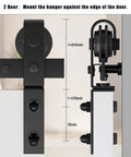 Bi-Folding Sliding Barn Door Hardware Kit For Two Doors 40 Inch Rail Low Ceiling Lite Version close-up of hanger installation