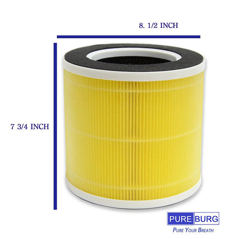 2 Pack Replacement Filter For RP-AP089 Air Purifiers, 3-Stage H13 HEPA With Activated Carbon showing dimensions