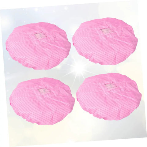 Eight Pack Hot Pink Anti Static Mesh Work Caps With Hella Breathable Mesh Panels Tough Reusable Polyester Build, viewed from above.