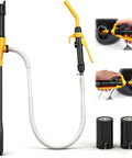 Portable Battery Powered Fuel And Water Transfer Pump With Adjustable Flow Electric Siphon Pump Delivers 2.4 GPM Built In Filter 16 Inch Tube For 3 To 5 Gallon Cans Rechargeable Battery Easy No Spill Gas Can Pump with hose and batteries