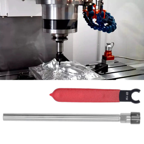 Beefy High Concentricity Straight Collet Chuck Holder ER11, 1-7mm Clamping Range, with grounding inner hole and CNC setup display