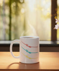 Aviation Junkie Glider Pilot Gift Ceramic Mug White Coffee Cup For Tow Pilots And Sailplane Fans on wooden table