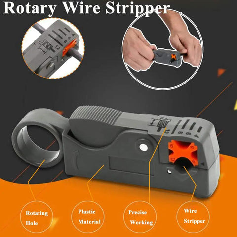 Rotary Wire Stripper from Pro Grade Network Tool Kit Set With Rock Solid Cable Tester And No Sweat Wire Strippers for wire preparation.