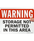 Heavy Duty Warning Sign For No Storage Zones Built Tough As Nails With Smooth Rounded Edges For Safe Handling Made From Durable Recyclable Plastic That Handles Indoor Warehouse Jobs And Outdoor Weather Like A Pro Delivering Clear Safety Alerts Daily, held in hand.