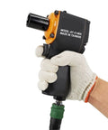 Legit 1/2 Inch Pneumatic Impact Wrench Short Body Mini Air Gun Trigger Style Compact Rig held in gloved hand for assembly line duties.