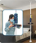 Transfer Pole Floor To Ceiling Grab Bar Tension Bed Pole for Elderly shown in bedroom setting, demonstrating adjustable height feature.