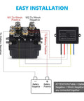 Diagram of 12V 500A Winch Solenoid Relay Contactor Kit With Wireless Remote And 6 Protective Caps Universal For Truck Jeep ATV SUV