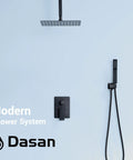 Ceiling Shower System With 12 Inch Rain Head Handheld And Body Spray Kit Glossy Black wall-mounted system with valve SA SS03MB S12C