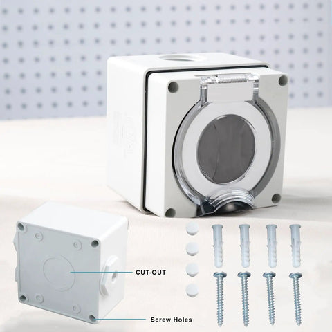 Built Legit For Any Adventure This Heavy Duty Nema 5-30R RV Power Outlet Box with cut-out and screw holes.