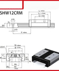 Top Tier Linear Guide Rail Slider With Smooth Glide Action SHW12CRM GK Block Carriage precision dimensions and design features.