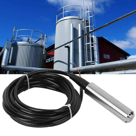 Liquid Level Sensor TL136 12 To 32V DC 4 To 20mA Output Anti Blocking Water Level Detector with industrial tanks background