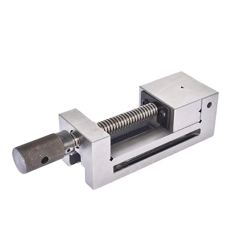 Top Shelf Screwless Mini Insert Toolmaker Vise For Milling And Drill Presses Hardened Steel Machinist Vice, compact design with knurled handle.