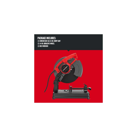 Workhorse 14 Inch Corded Chop Saw With 15 Amp Motor And 3800 RPM, Spindle Lock For Quick Wheel Changes, High Overload Capacity, Safe Metal Cutting Saw For Precise Cross Cuts And Miters