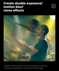 Musician performing on stage with motion blur effects using 82mm Unilateral Blur Ghost Motion Filter for Camera Lens