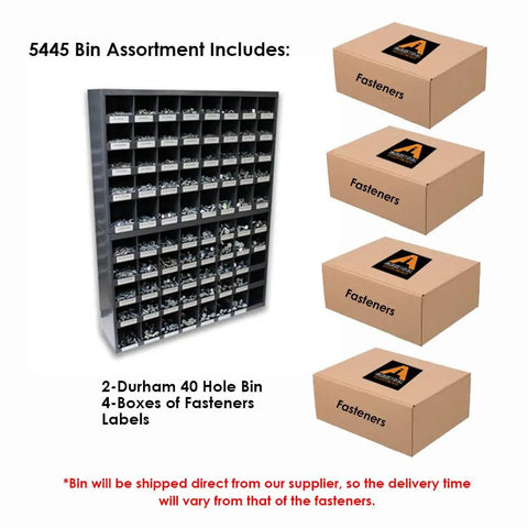 Beefy 5,445 Piece Metric 10.9 Coarse Hardware Assortment Kit With Hex Cap Screws, Hex Nuts, Nylon Locknuts, Washers, Two Durham Bins