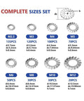 Beefy 555 Piece 304 Stainless Steel Lock Washer Set With External Tooth And Internal Tooth Serrated Washers For Anti Loosening And Vibration Resistance Heavy Duty Hardware Kit, M2.5-M12 sizes