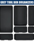 68 Piece Tool Box Organizer Tray Set With 5 Sizes XL L M S XS for garage and workshop drawer storage, black trays