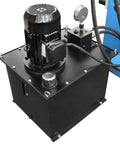 Electric 150 Ton Hydraulic Press Brake Bender Machine two stage hydraulic pump motor and fluid tank for industrial use.